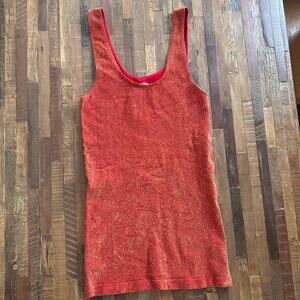 Vintage Y2K Sugar Lips Glitter Tank Top S/M Red Orange Yellow Sparkle